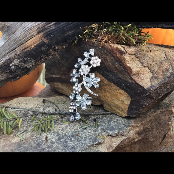 Sz 5.5 stunning flower crystal long ring boho new - Picture 5 of 11